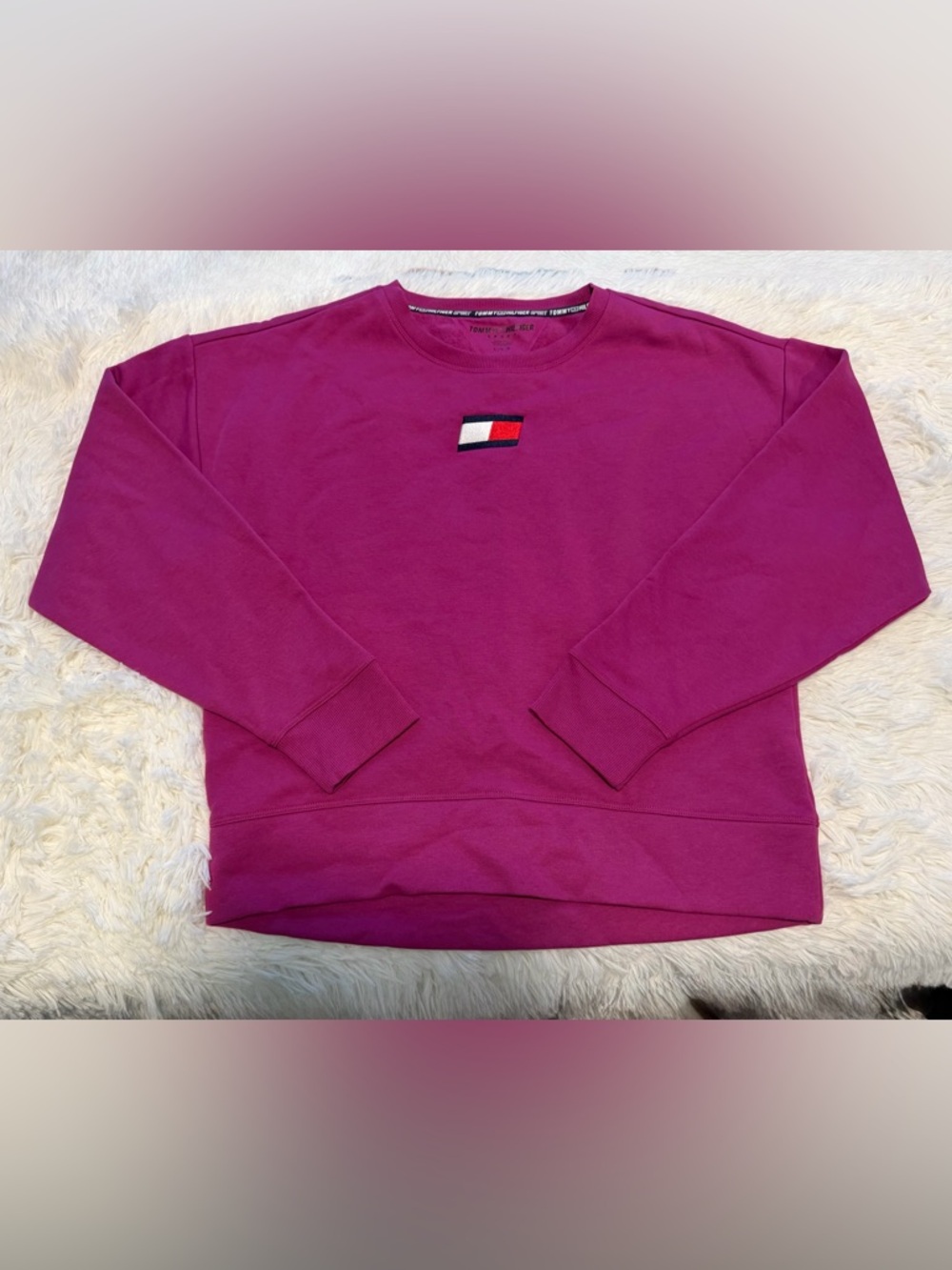 Tommy Hilfiger Bright Pink Logo Crewneck Sweatshirt